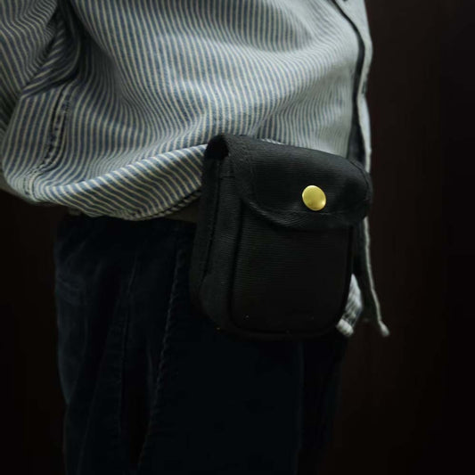 Retro Oil-Waxed Canvas Waist Bag For Men Mini Coin Purse