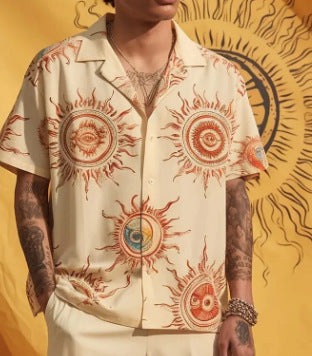 Printed Casual Fashion Mens Short-Sleeve Shirt